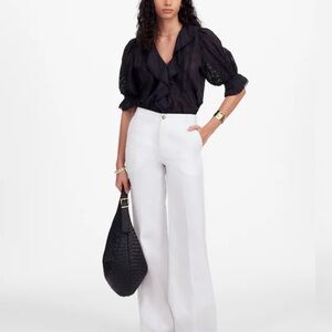 Madewell Relaxed White Wide-Leg Linen Pants